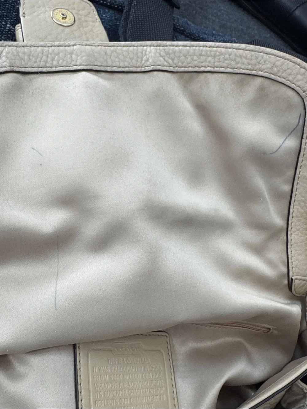 Coach Vintage Soho Buckle Flap Shoulder Bag - Style 11842 Cream Pebbled Leather